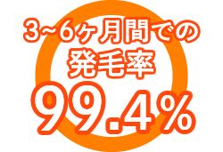 3-6ヶ月での発毛率99.4％