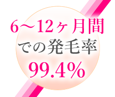 6~12ヶ月での発毛率99.4%